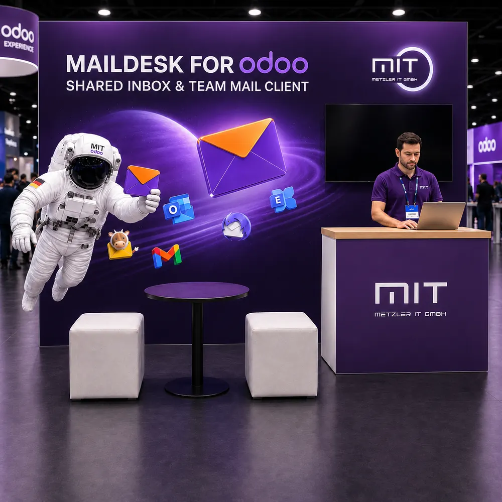 Stand von Metzler IT auf der Odoo Experience 2026 in Brüssel